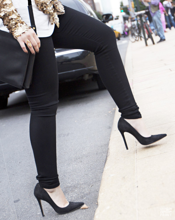 Black James Jeans + Schutz Heels