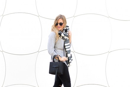 black + white striped scarf
