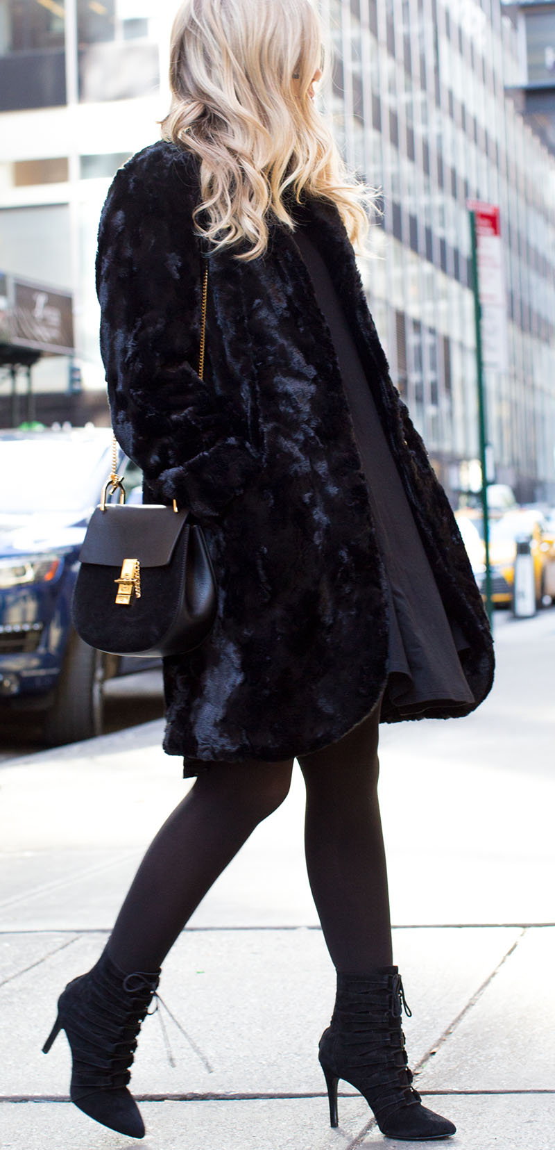 Black Faux Fur Coat