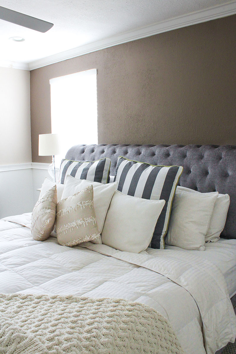 greys + browns master bedroom, ace hardware adobe hut