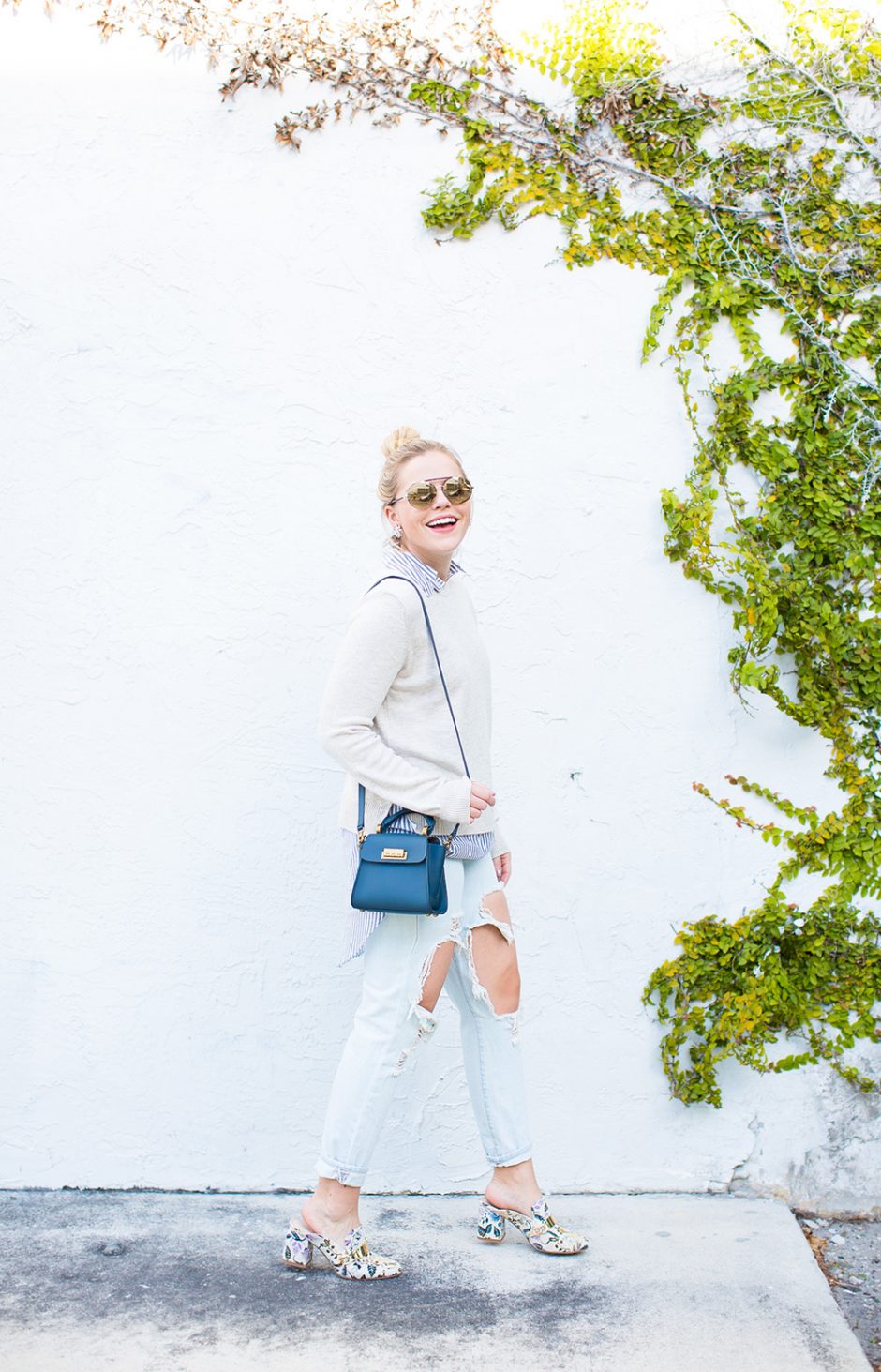 Embroidered Mules + Busted Denim