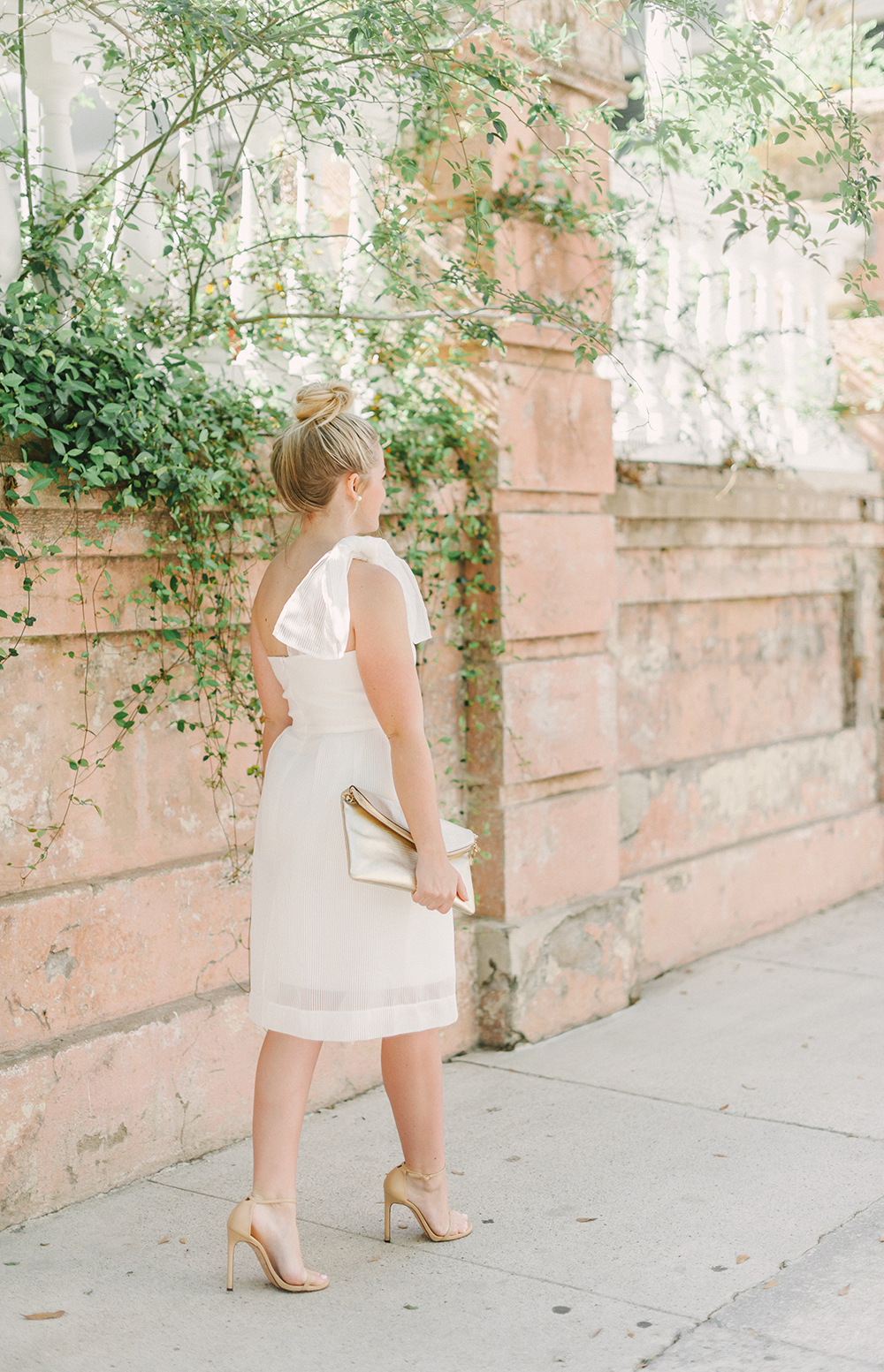 White Shoulder Bow Dress | Downtown Charleston