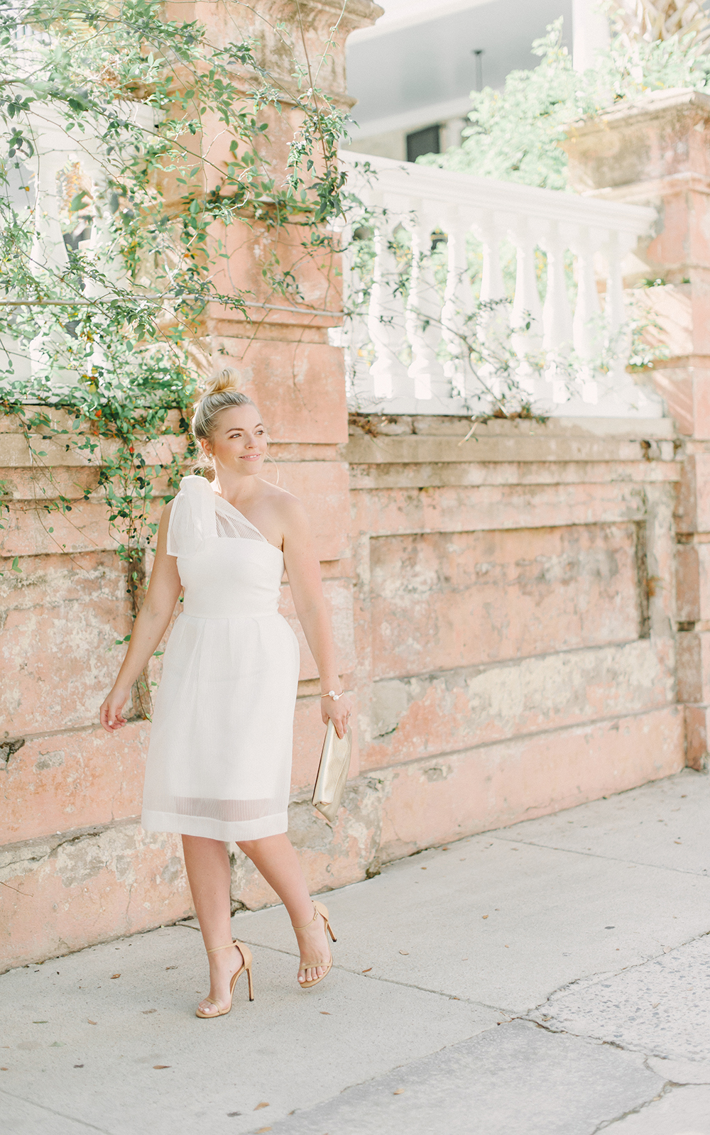 White Shoulder Bow Dress | Downtown Charleston