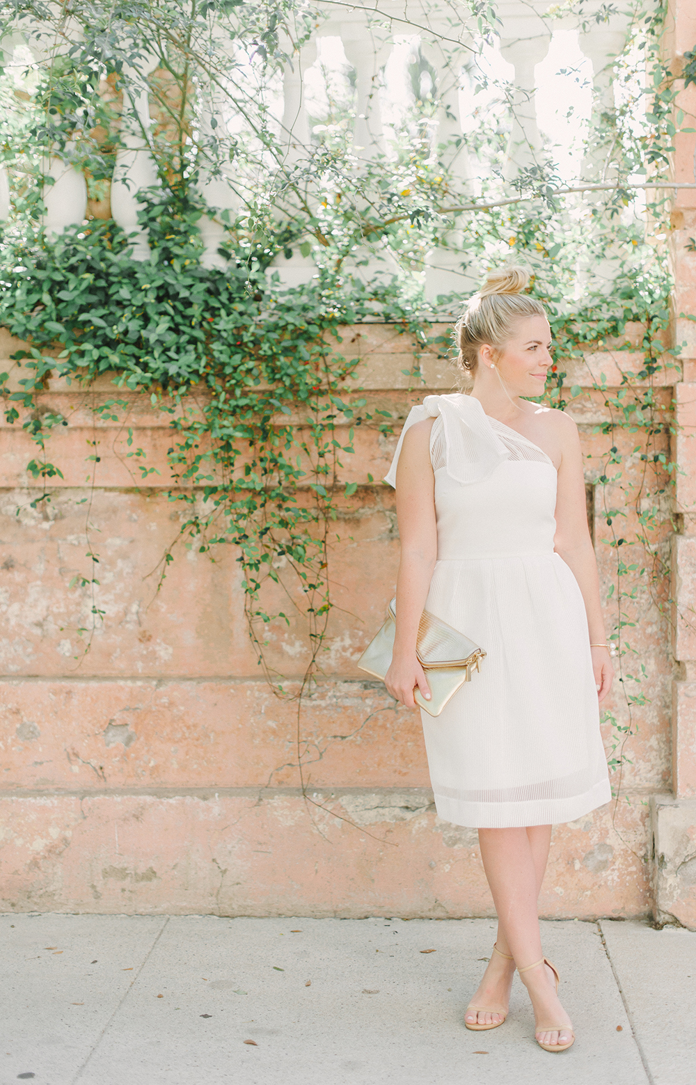 White Shoulder Bow Dress | Downtown Charleston