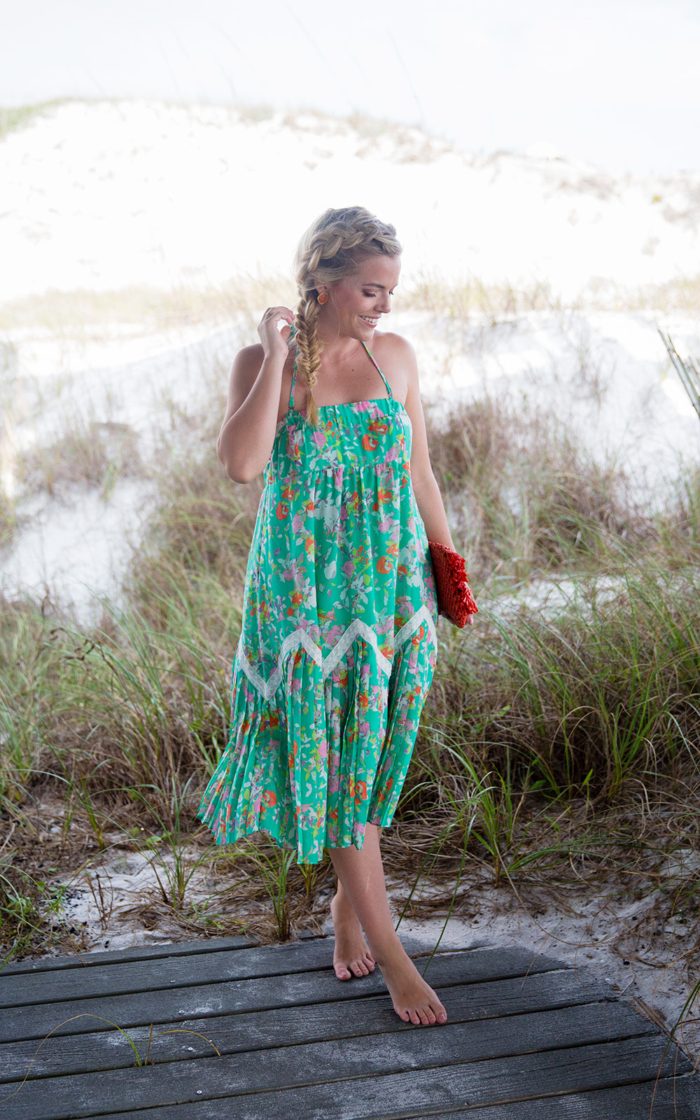 Green Floral Midi Coverup