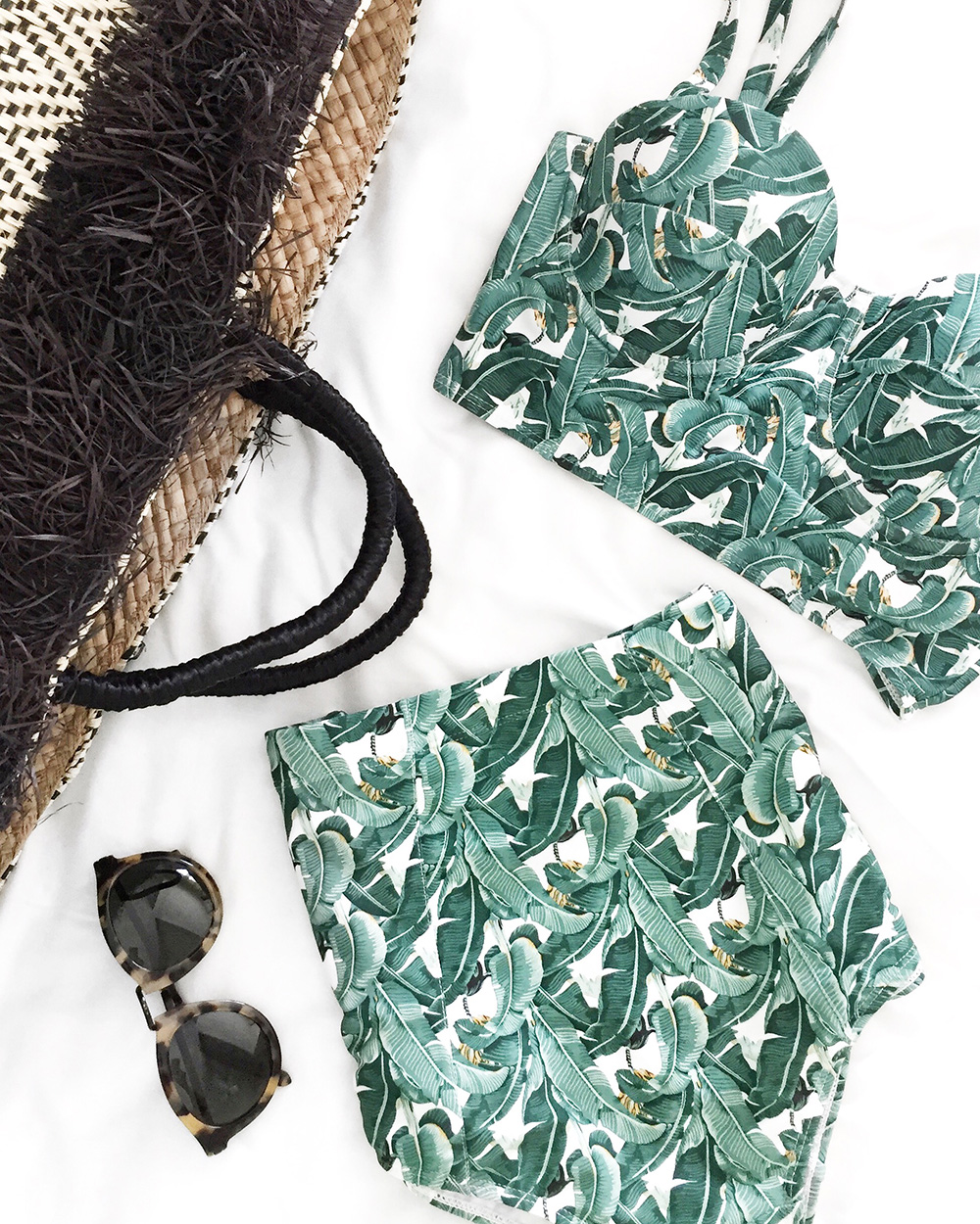 Palm Print Bathing Suit